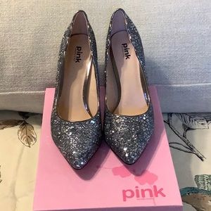 Pink Paradox London Alexis Pewter Glitter/Sequin Heels
